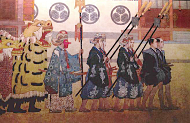 日光東照宮の金の頭の獅子「千人武者行列絵図」和田英作画伯作（元東京美術学校長）